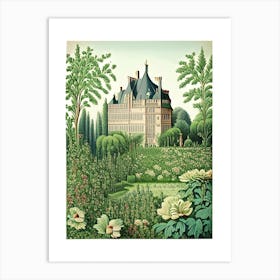 Château De Chenonceau Gardens, France Vintage Botanical Art Print