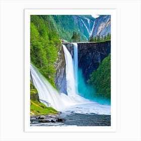 Stalheimskleiva Waterfall, Norway Majestic, Beautiful & Classic (1) Art Print