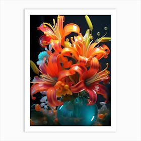 Glass Tiger Lily In A Vase Art Print