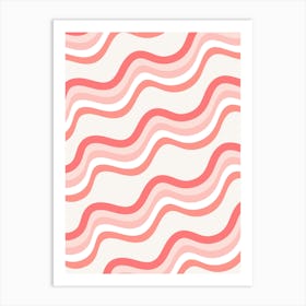 Pink And White Wavy Pattern Art Print