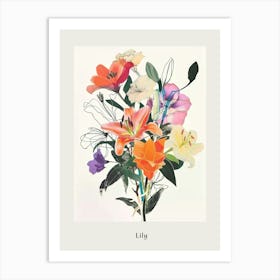Lily 2 Collage Flower Bouquet Poster Art Print