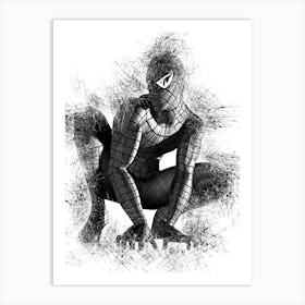 Spider Man Black Pencil Art Print