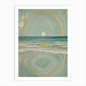 Moon And The Ocean Mirror Art Print