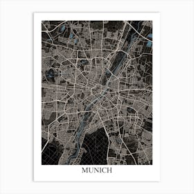 Munich Black Blue Art Print