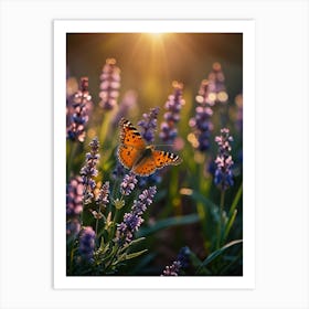 Butterfly On Lavender 3 Art Print