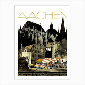 Aachen, Germany, Vintage Travel Poster Art Print