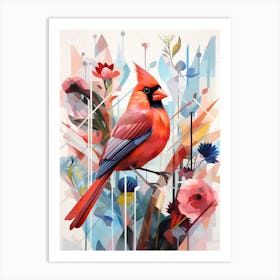 Bird Painting Collage Northern Cardinal 3 Art Print