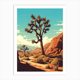  Retro Illustration Of A Joshua Tree In Mountain 1 Art Print