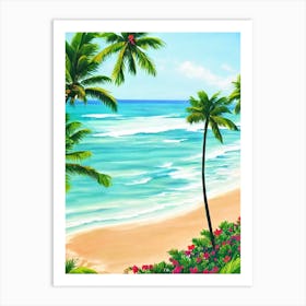 Hapuna Beach, Hawaii Contemporary Illustration   Art Print