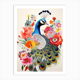 Bird With A Flower Crown Peacock 3 Art Print