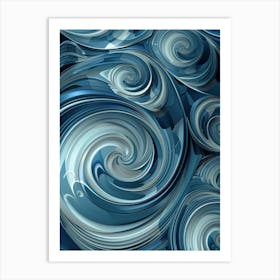 Abstract Blue Swirls 1 Art Print