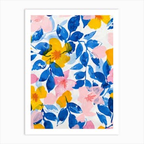 Pink And Blue Flowers Art Print