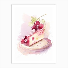 Cherry Cheesecake Dessert Gouache Flower Art Print