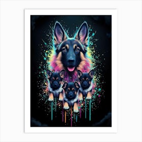 Three German Shepherd Puppies Art Print