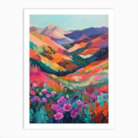 Colorful Landscape With Mountain and Flowers 13 Art Print