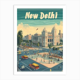 Aihrgdesign A Mid Century Modern Travel Poster For New Delhi 2 Art Print