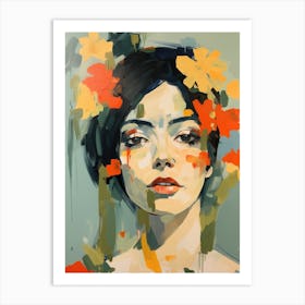 Woman With Flowers 8 Art Print