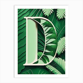 D, Letter, Alphabet Jungle Leaf 1 Art Print