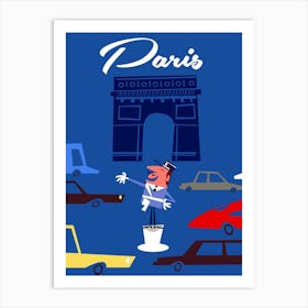 Paris Arc De Triomphe Poster Blue Art Print