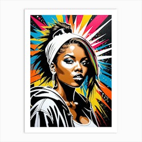 Graffiti Mural Of Beautiful Hip Hop Girl 12 Art Print