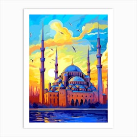 Blue Mosque Sultan Ahmed Mosque Pixel Art 9 Art Print