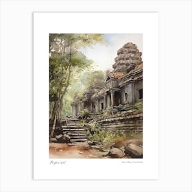 Angkor Wat Cambodia 3 Watercolour Travel Poster Art Print