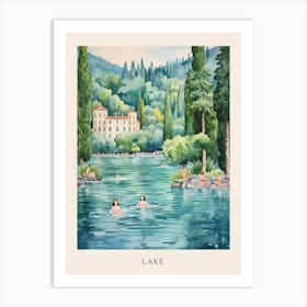 Swimming In Lake Como Italy 2 Watercolour Poster Art Print