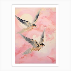 Pink Ethereal Bird Painting Barn Swallow 2 Art Print