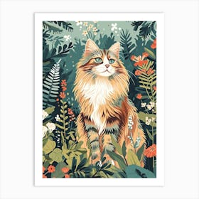 Norwegian Forest Cat Storybook Illustration 4 Art Print