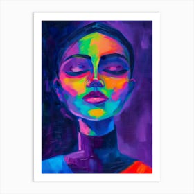 Woman With Closed Eyes Art Print