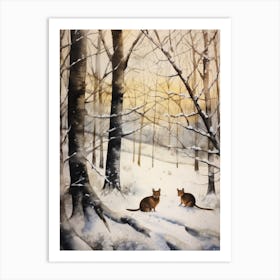 Winter Watercolour Shrew Art Print