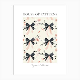 Pink And Black Bows 2 Pattern Poster Art Print