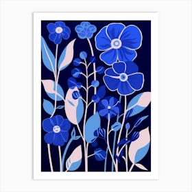 Blue Flower Illustration Flax Flower 4 Art Print