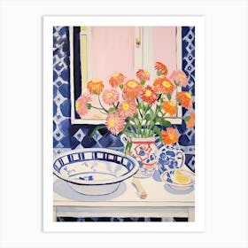 Bathroom Vanity Painting With A Daisy Bouquet 3 Art Print
