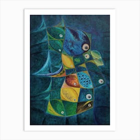 Wall Art With Shoal of Fish, Abstract Inspired by Nature Art Print