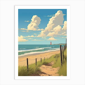 Outer Banks North Carolina, Usa, Flat Illustration 3 Art Print