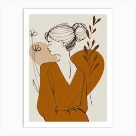 Portrait Of A Woman with wildflowers Art Print