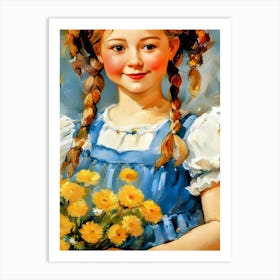 Little Girl With Yellow Flowers Art Print