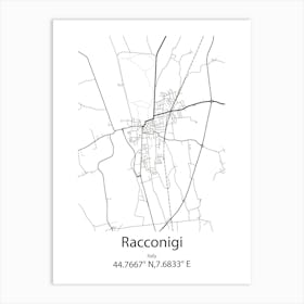 Racconigi,Italy Minimalist Map Art Print