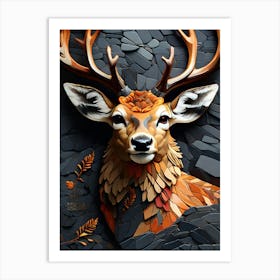 Deer Head mozaik 1 Art Print