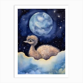 Baby Emu Sleeping In The Clouds Art Print