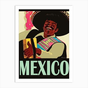 Mexico, Happy Man Playing Accordion Art Print