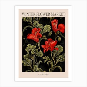 Cyclamen 4 Winter Flower Market Poster Art Print