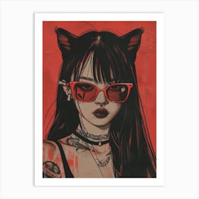 Cat Girl 2 Art Print