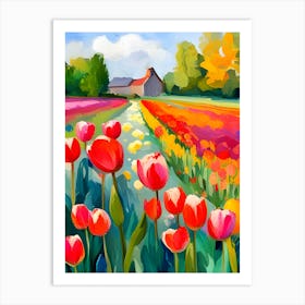 Tulips In The Field Art Print