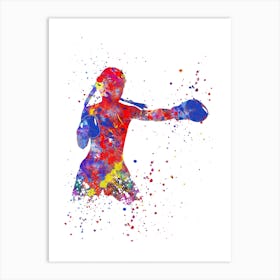 Boxing Girl Female Boxer Watercolor 1 Art Print