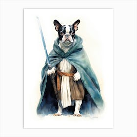 Boston Terrier Dog As A Jedi 2 Art Print
