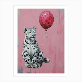 Cute Snow Leopard 2 With Balloon Art Print