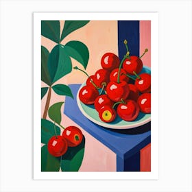 Cherries On A Plate Art Print