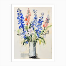 Flower Painting Fauvist Style Delphinium 1 Art Print